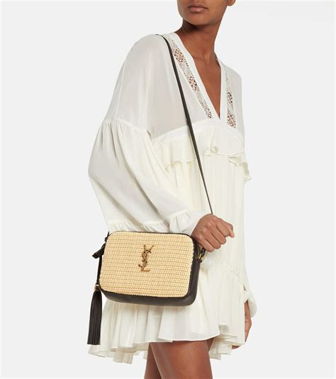 Shop Saint Laurent Lou Raffia Camera Bag 